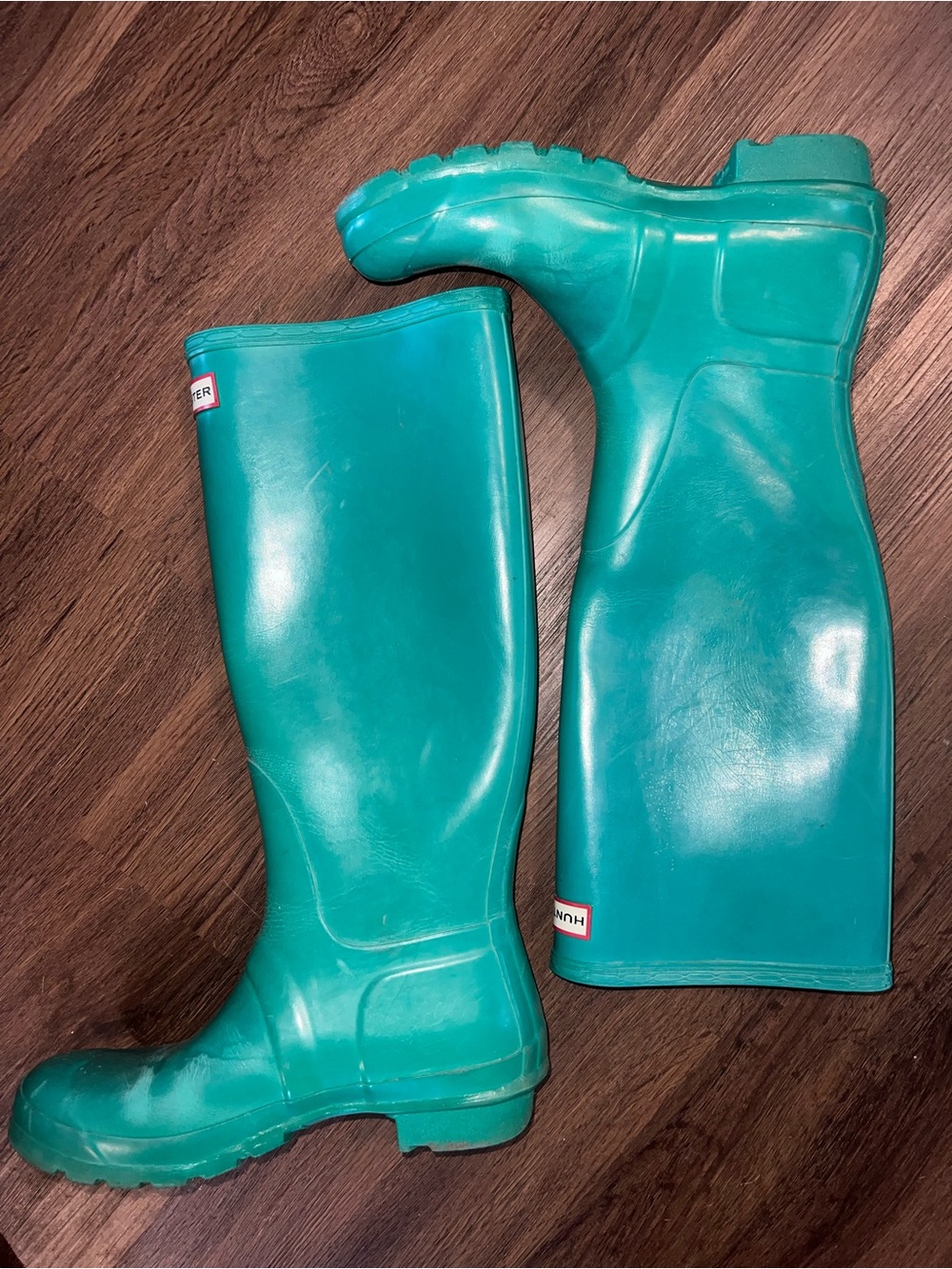 Hunter Teal Rubber Tall Rain Boots